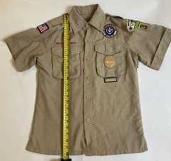 Boy Scouts Of American Shirt Youth Medium Brown Short Sleeve Button Up 275