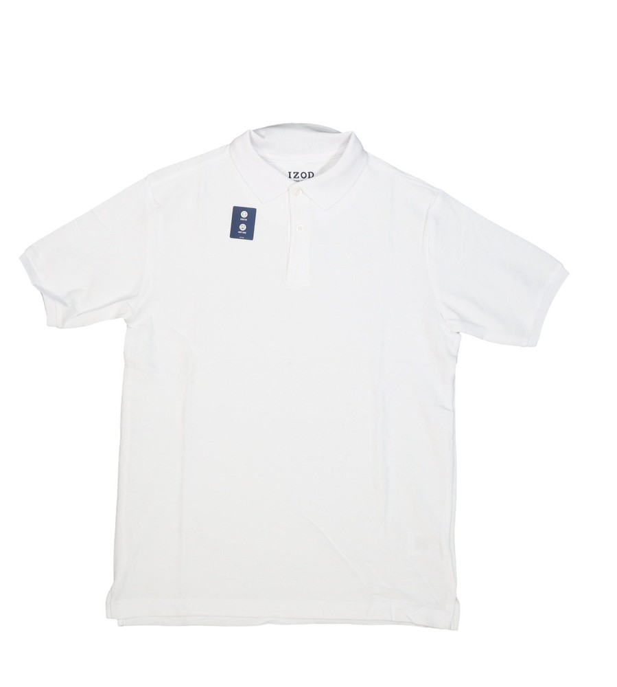 IZOD Approved Schoolwear Shirt Boys 14/16 Large White Uniform Polo Husky Stretch