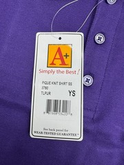 A+ Solid Purple 1/4 Button Polo Uniform T Shirt Youth Size Small NEW