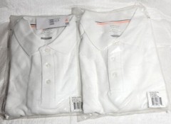 2 French Toast Boys Short Sleeve Pique Polo Uniform Shirts – White – XL 14/16