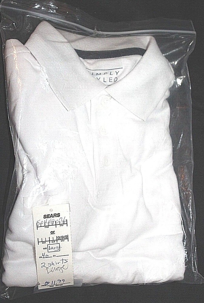 Simply Styled Boys’ Uniform White 2-Pack Polo Shirts LARGE (10/12)