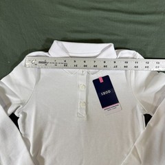 IZOD Girls White Long Sleeve Polo Shirt XS 6 6X School Uniform NWT