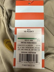 Cat & Jack Boys Size 16 Husky School Uniform Chino Pants Vintage Khaki 16H