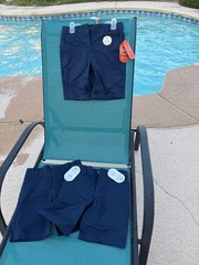 Wonder Nation Boys School Uniform Shorts Blue Cove Size 8 Twill Adjustable Waist