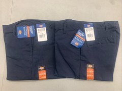 2 Navy Blue Dickies Boys Flat Front Shorts, Classic Fit, Straight Leg, Size 30