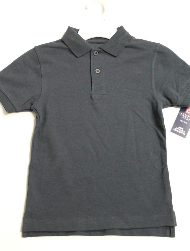 CHAPS Boy Size M 5-6 Navy Blue Polo Shirt School Uniform Shirt NEW