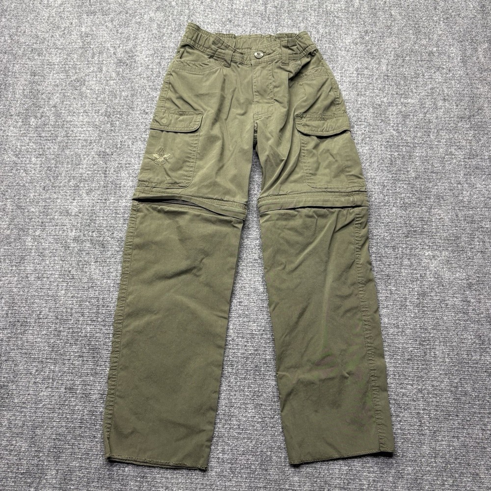 Boy Scouts Of America Cargo Pants Youth 8 Green Switchback Convertible Unhemmed