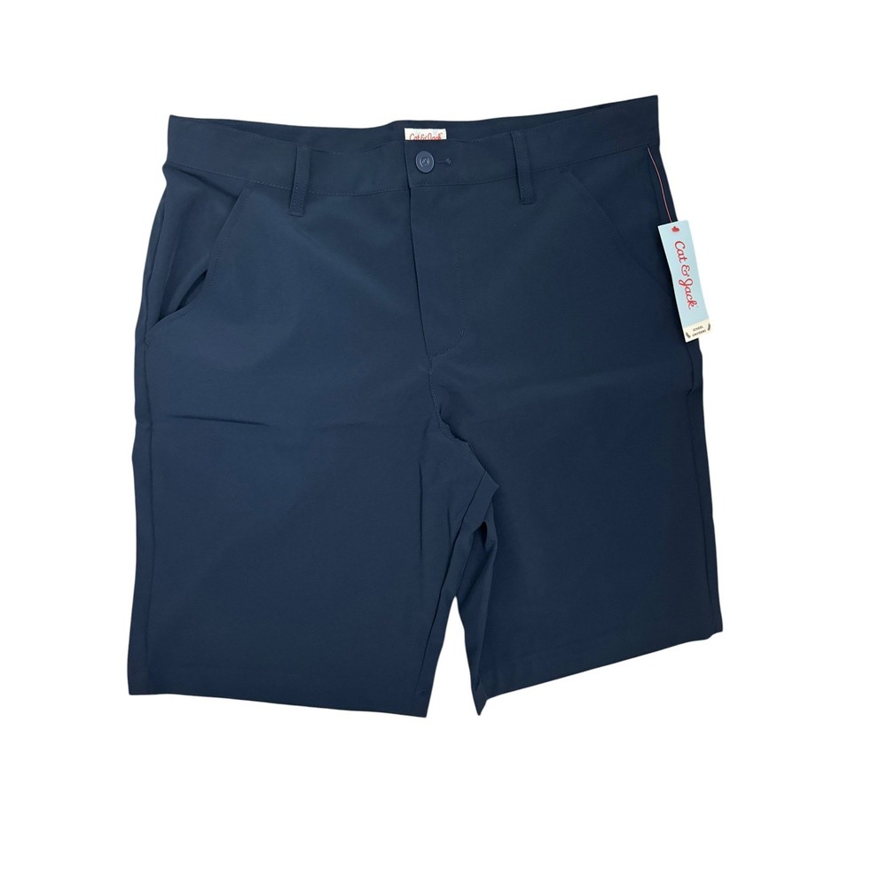 Cat & Jack Boys 16 Husky Blue School Uniform Shorts Stretch Navy Blue NWT
