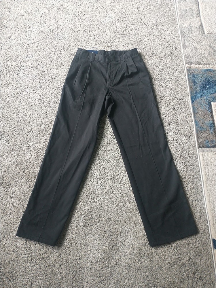 Chaps Boys Pants Approved Schoolwear Size 16 Black Flat Front Adjustable Waist