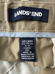 Lands End Boys Sz 20 15-16 YRS Khaki Chino Pants 33Wx32L” Iron Knee #3125