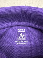 A+ Solid Purple 1/4 Button Polo Uniform T Shirt Youth Size Small NEW