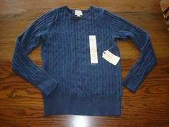 St Johns Bay Boys Size M Navy Blue Long Sleeve Dressy Crew Cable Neck Sweater