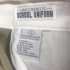 Authentic School Uniform Shorts Boys 7 Beige Elastic Waist Pleated Front NWT