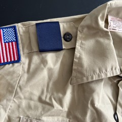 VTG BSA Boys Youth LG Uniform Shirt Tan East Texas. Patches, Pins
