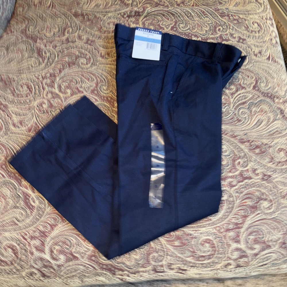 New Tags Boys French Toast School Uniform Pants Size 8 Navy Adjustable Waist