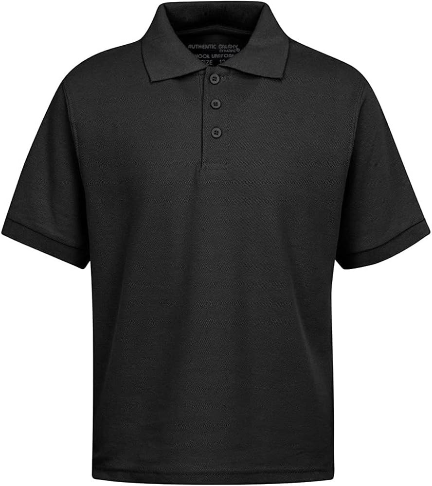 Boy’s School Uniform Short Sleeve Black Polo Shirt TAGLESS (Sizes, 4-14) NWT
