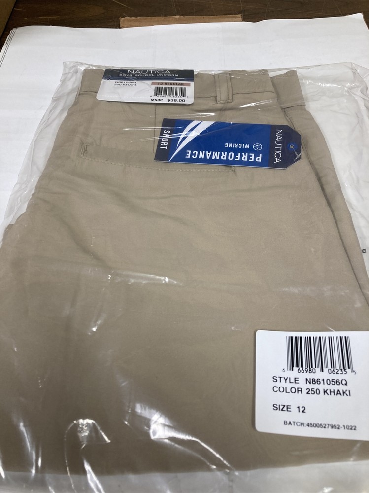 NEW Nautica Boys Khaki School Uniform Shorts Size 12 Regular