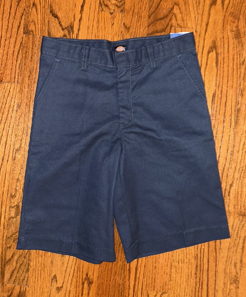 Dickies Boys Blue Flexwaist Flat Front Classic Fit Adjustable Shorts Sz 14 NWT