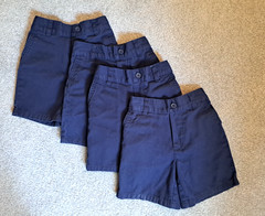 Lot of 4 French Toast Boys Navy School Uniform Chino Shorts size 4t pull on
