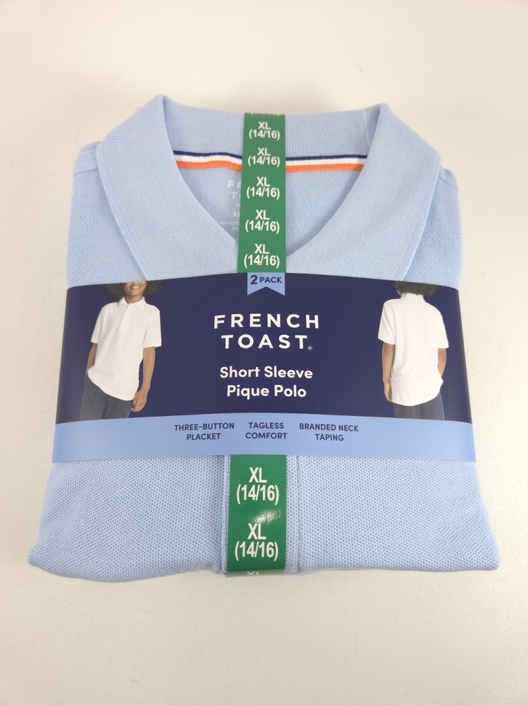 2 Pack New French Toast Polo Style Shirts Light Bkue 14/16