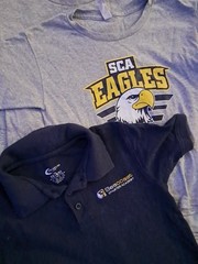 2 T-shirts and 1 piqué unisex 5/6T.School uniforms.Seacost Charter Academy.