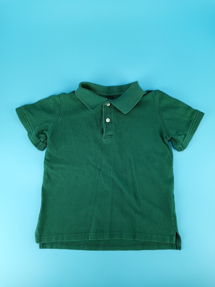 Carter’s Boys Size 5T Uniform Collar Shirt Short Sleeves 1/4 Button Up Green