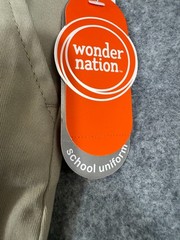 Wonder Nation School Uniform Chino Pants Boys 16 Beige Flat Front Pockets NWT
