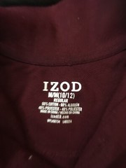  Izod Boys Burgundy Long sleeve polo   Size M(10/12)