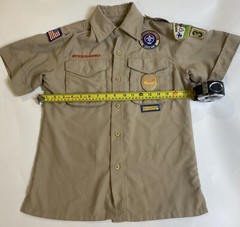 Boy Scouts Of American Shirt Youth Medium Brown Short Sleeve Button Up 275