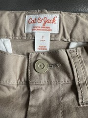 Set Of 2 Cat & Jack Boys Youth Khaki Flat Front School Uniform Chino Shorts Sz 7