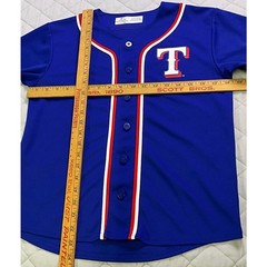 Youth Texas Rangers MLB Genuine Merchandise Jersey 10/12 Large Button Up Blue