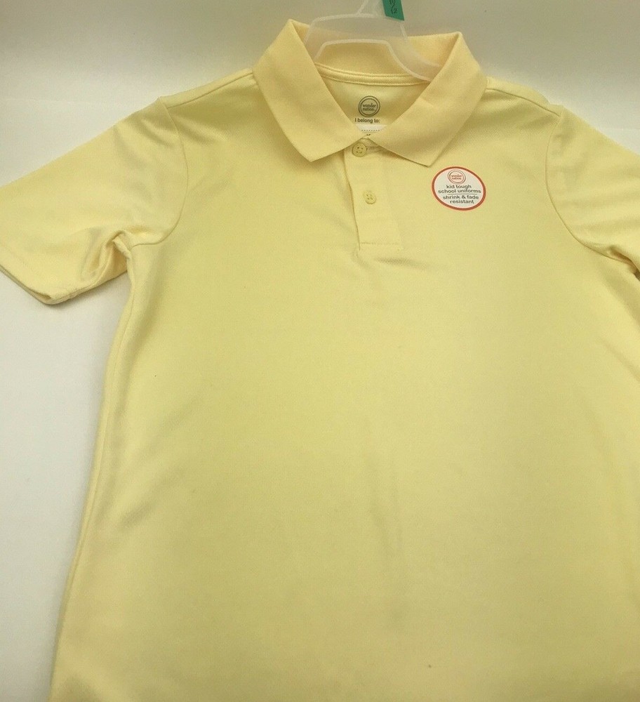 Boys Polo Shirt Size 10/12 Large Buttons Yellow Children Kids