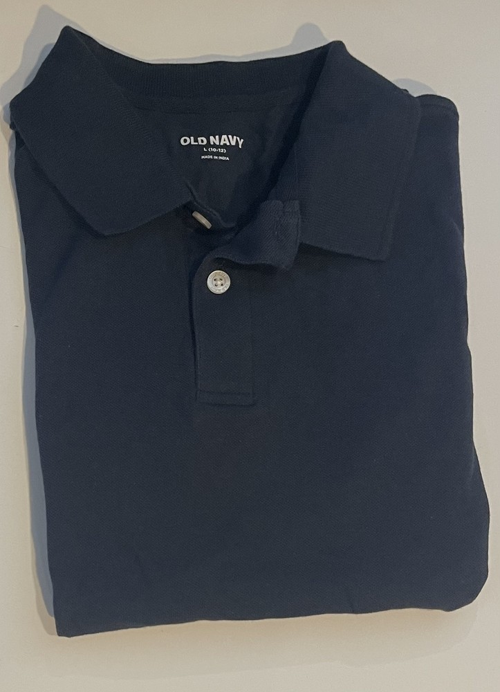 Old Navy Polo Shirt Navy Blue Boy’s L 10-12 School Uniform, New Without Tags.