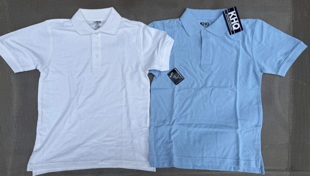 NEW lot of 2 KHQ,FRENCH TOAST SCHOOL Boys Short sleeve Polo Shirts 10-12 HUSKY