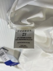 George Boys Cotton Blend White Long Sleeve Collar Oxford School Uniform Shirt S