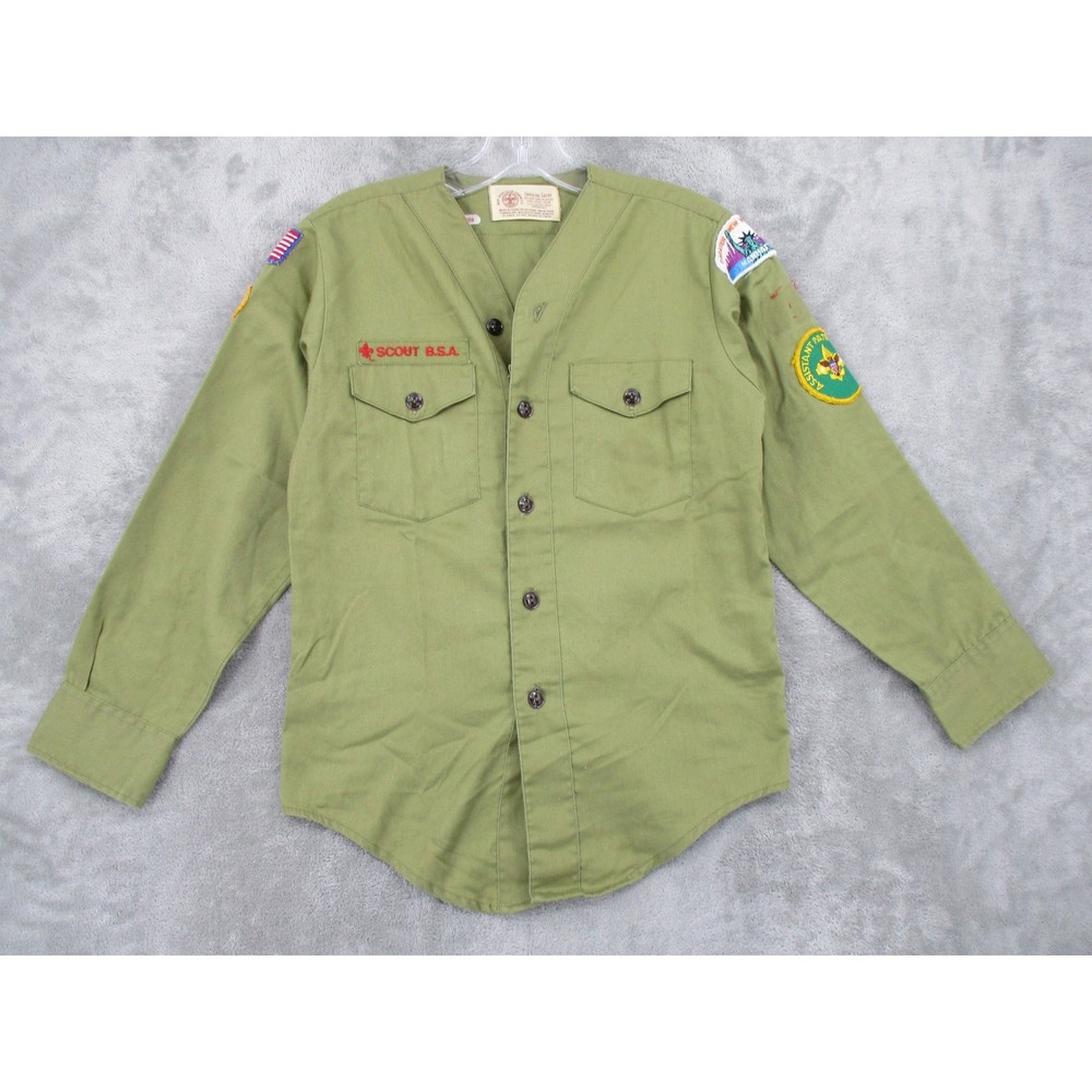 Vintage Boy Scouts of America Shirt Boys Large Official Uniform Patches 60s NY