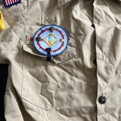 VTG BSA Boys Youth LG Uniform Shirt Tan East Texas. Patches, Pins