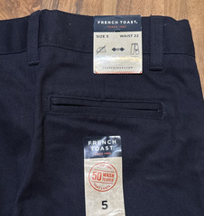 French Toast (Sz 5 w22) Boy’s Performance Uniform Pants Adjustable Waist, Navy