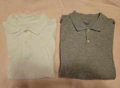 Lot of 2*Childrens Place*Uniform Polo Shirts*White*Gray*Large*10/12
