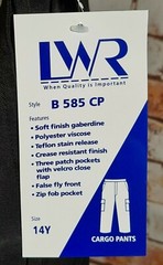 BNWT Boys Sz 14Y LW Reid Brand Black Elastic Waist Cargo Side Pocket School Pant