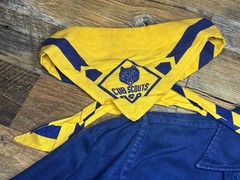 VTG Cub Scouts Blue Gold BSA Uniform Shirt Hat Belt Scarf Youth 1960s Atomic Era