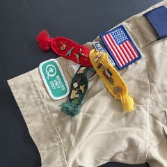 VTG BSA Boys Youth LG Uniform Shirt Tan East Texas. Patches, Pins