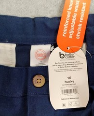 NWT Wonder Nation School Uniform Pants Size 16 Husky Blue Cove Adjust Waist