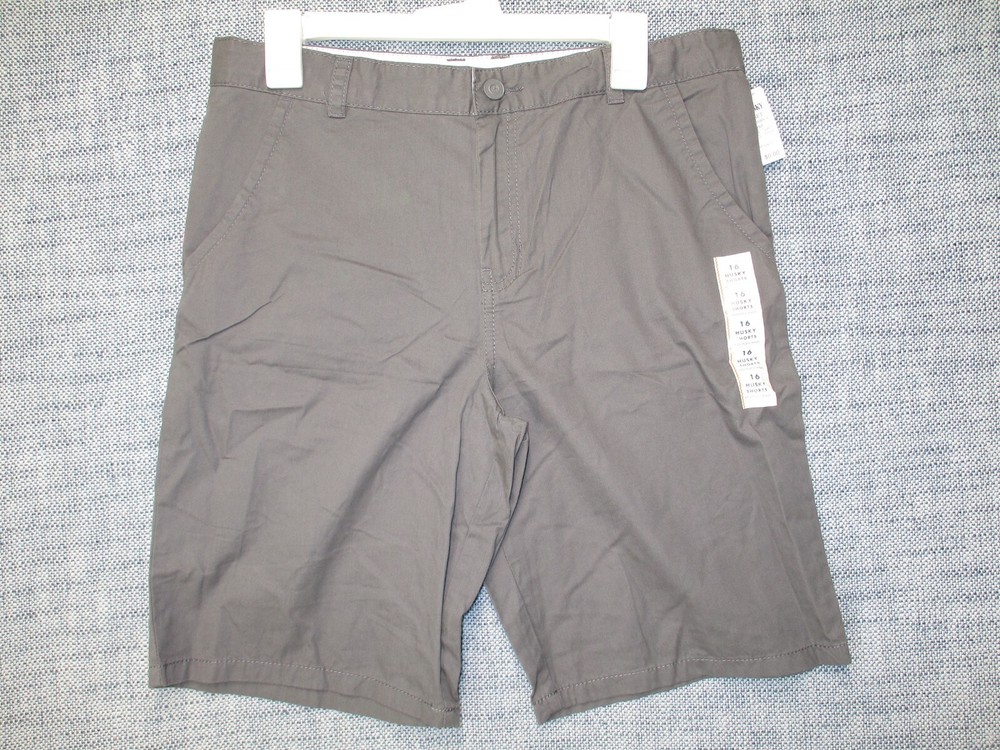 Cat & Jack Boys / Unisex Flat Front Shorts Adjustable Waist Gray Size 16 Husky