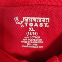 Boys French Toast Uniform Red Short Sleeved Shirt Size XL 14/16