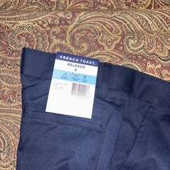 New Tags Boys French Toast School Uniform Pants Size 8 Navy Adjustable Waist