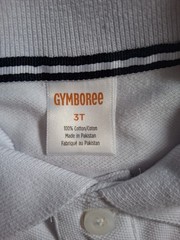 Gymboree Toddler Kids Uniform Solid White Polo Shirt Size 3