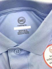 School Uniform Shirt Boys Size 6/7 Blue Top Collared Shrink Resistant Children
