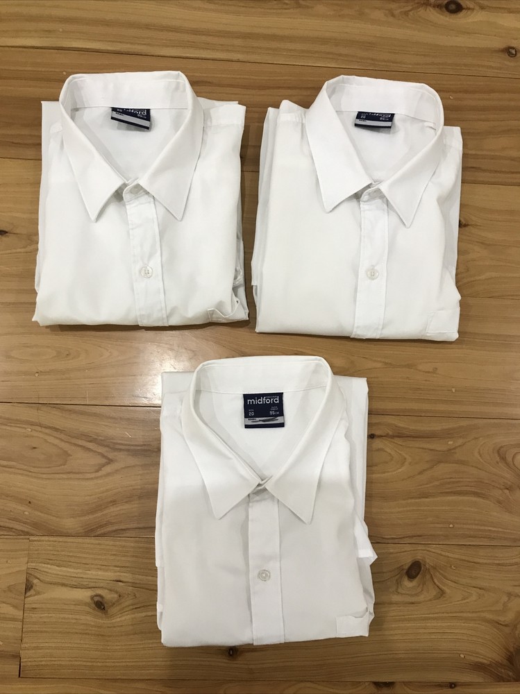 Midford Brand White Long Sleeved Boys/Teen School Shirts x 3 Items Size 20