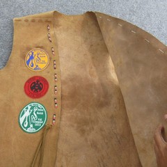Vintage YMCA Y-Indian Guides Vest Youth Medium Suede Marin County Patches 70s